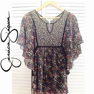 Jessica Simpson Floral Boho Maternity Blouse